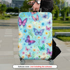 1-Piece Butterfly Flower Nature Dream Pastel  Suitcase Luggage Cover, Stretch Protective Sleeve