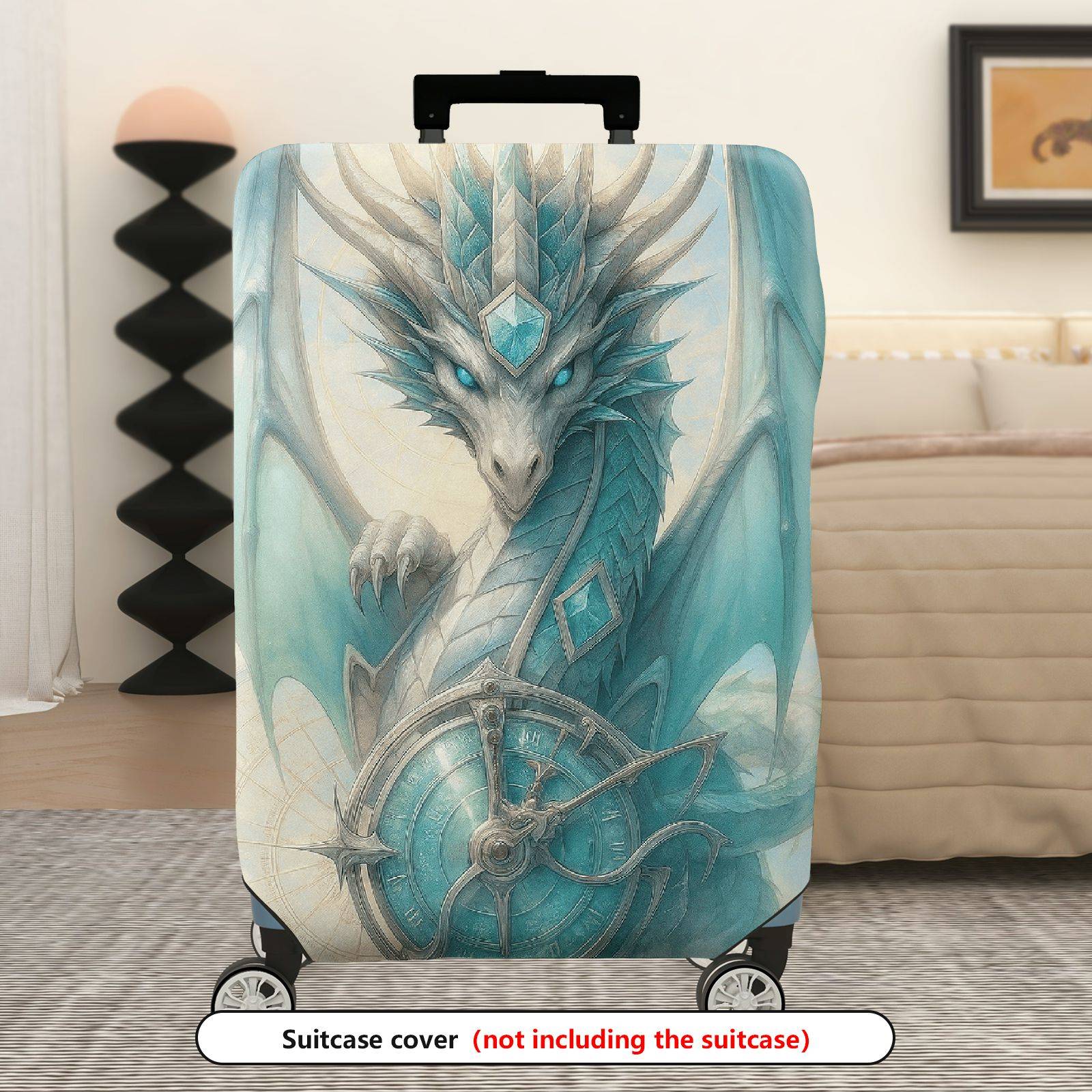 1-Piece Blue Fantasy Dragon Artwork Protective  Suitcase Luggage Cover, Stretch Protective Sleeve
