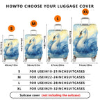 1-Piece Elegant Swan Watercolor Artistic Blue Pastoral  Suitcase Luggage Cover, Stretch Protective Sleeve