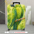 1-Piece Green Parrot Leaf Tree Artistic Nature  Suitcase Luggage Cover, Stretch Protective Sleeve