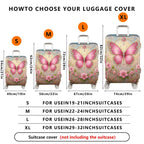 1-Piece Pink Butterfly Flower Sparkle Decorative Travel  Suitcase Luggage Cover, Stretch Protective Sleeve