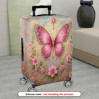 1-Piece Pink Butterfly Flower Sparkle Decorative Travel  Suitcase Luggage Cover, Stretch Protective Sleeve